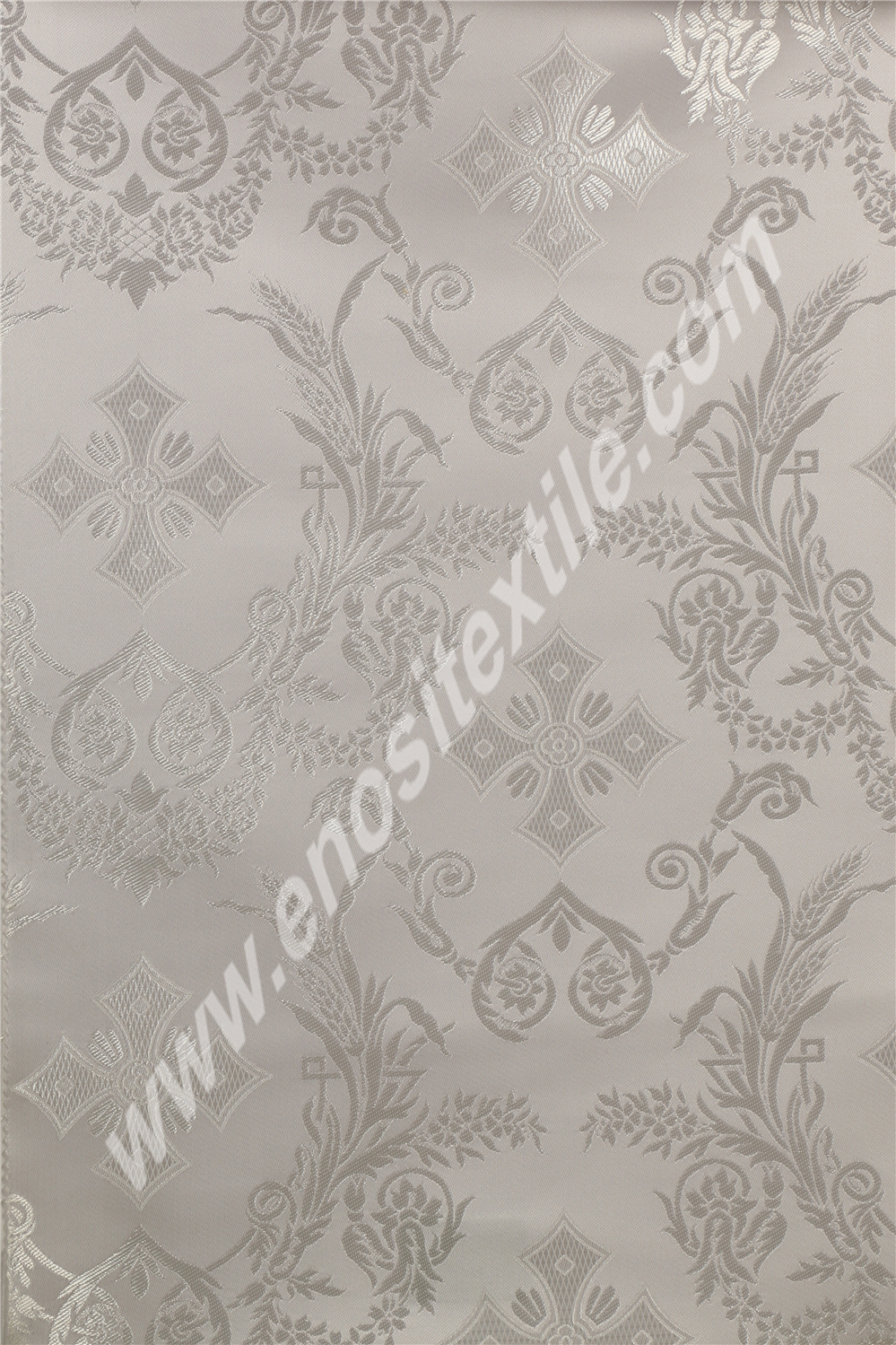 KL-045 White-Silver Brocade Fabrics